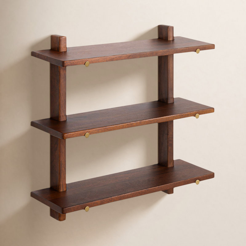 Francis Solid Wood Wall Mounted Shelves, Walnut