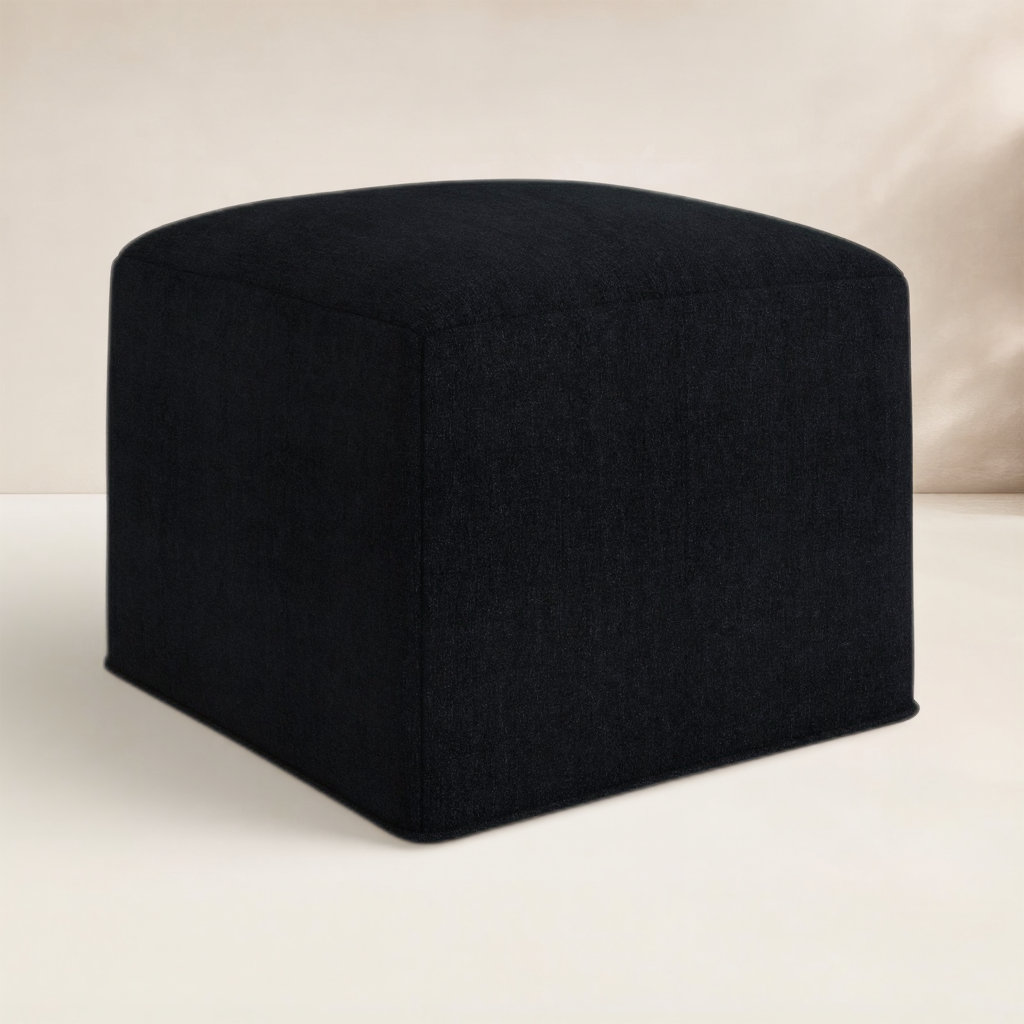 Praia Sunbrella® Upholstered 22" Outdoor Ottoman, Canvas Black Sunbrella® Canvas