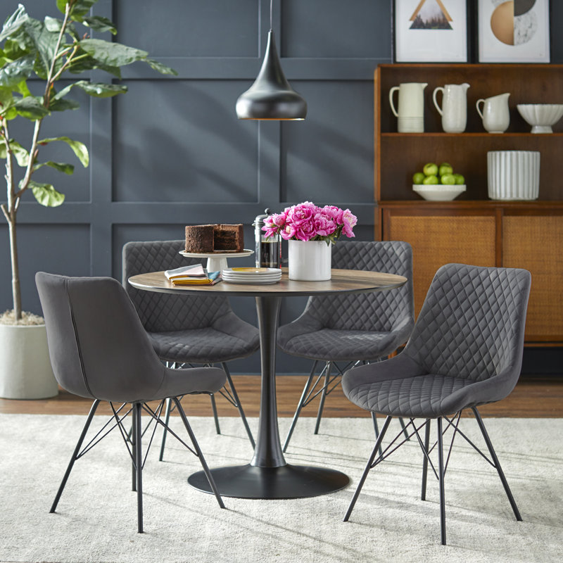 Almena Pedestal Dining Set, 5 Pieces: 1 Table, 4 Chairs