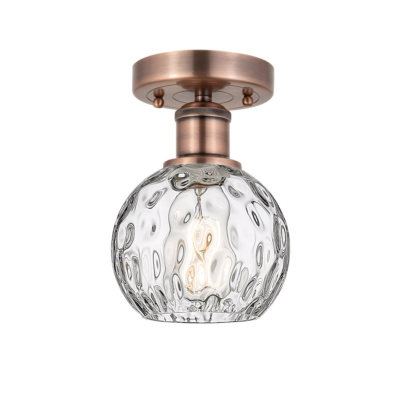 Plafonnier semi-encastré 1 lumière Cindi, H 8,13 po x l 6 po x P 6 po, Cuivre antique