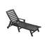 Chaise longue d'extérieur Obsidian en PEHD, chaise de patio réglable en 5 positions avec roulettes et porte-gobelet