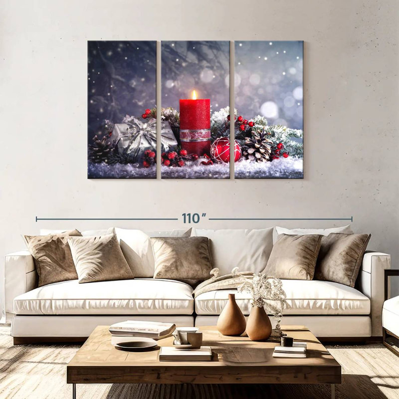 Snowy Advent Decor, 48" H x 74" W