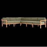 Haven 6-Piece Teak Outdoor Sectional with Sunbrella Cushions and Wooden Armrest