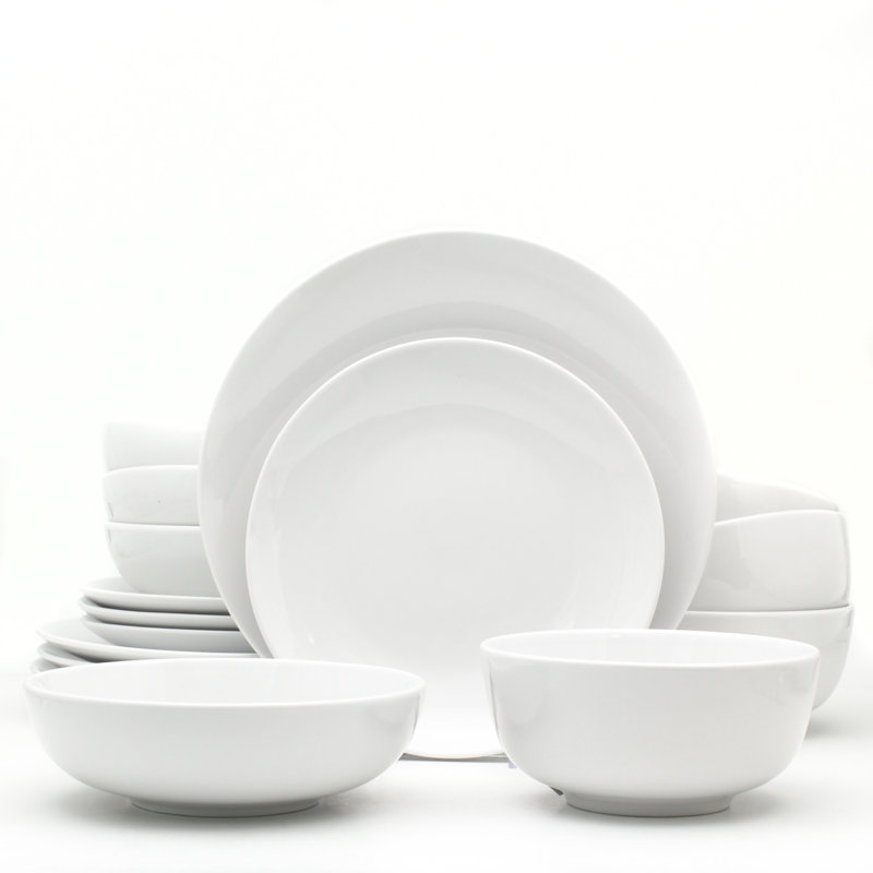 Glossy White 16-Piece Porcelain Dinnerware Set for 4