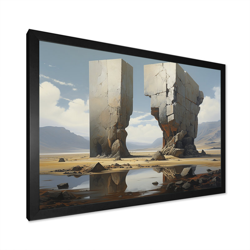 «Mind-Blowing», art mural surréalisme, Cadre d'angle fermé noir, H 16 po x l 32 po x P 1 po