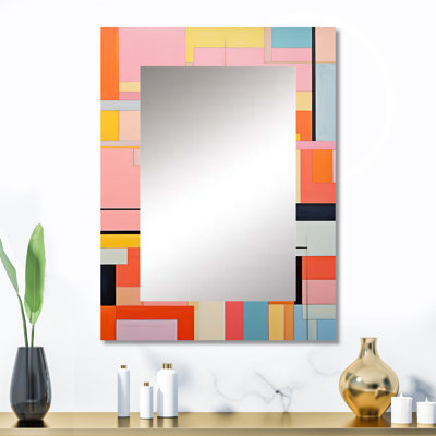 De Stijl géométrique pastel Harmony II - miroir coucher de soleil, miroir mural traditionnel unique, impression d'art en métal