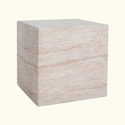 Outdoor/Indoor Square Travertine Lightweight Concrete Side Table