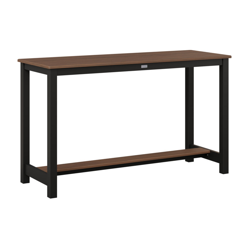 Balcony Outdoor Rectangle Bar Table, Matte Black, 35.5" H x 60" W x 22" D, Brazilian Walnut