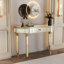 Console à miroir demi-lune 47 po avec tiroir en verre cannelé et poignée en cristal-34063723
