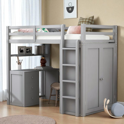 Loft Bed With Built-In Desk And Wardrobe