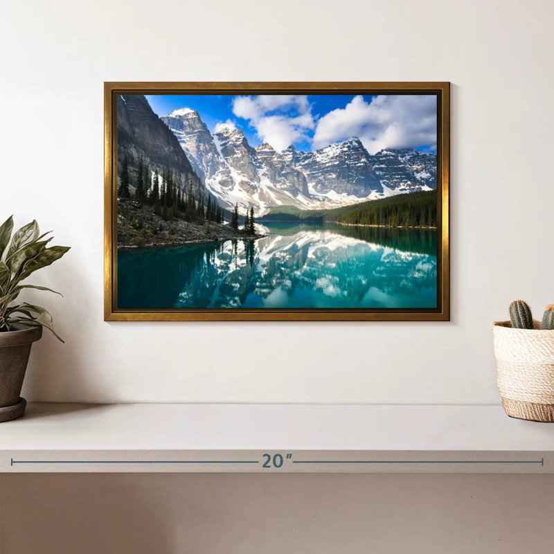 Reflet de la montagne, Cadre flottant doré, 13 po x 9 po
