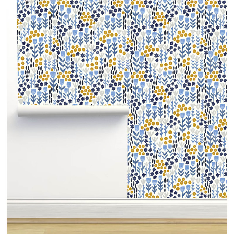 Rouleau de papier peint texturé L 12 pi x l 2 po Amy Mac Ready Designs, Bleu/doré