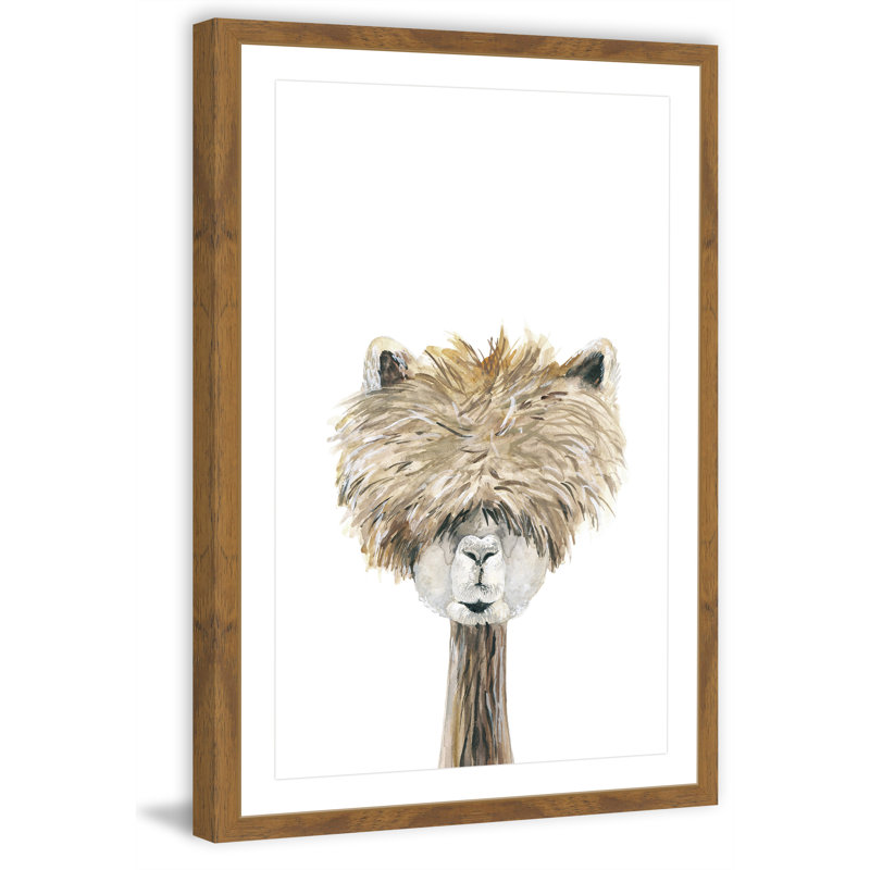 «Haired Llama», reproduction encadrée, H 18 po x l 12 po x P 1,5 po, Blanc mat