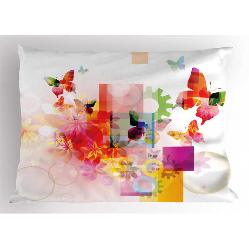Flowers Polyester Abstract Sham Set, Twin