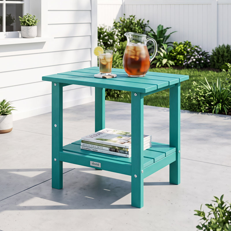 Table d'appoint en PEHD rectangulaire à deux niveaux Adirondack, Turquoise