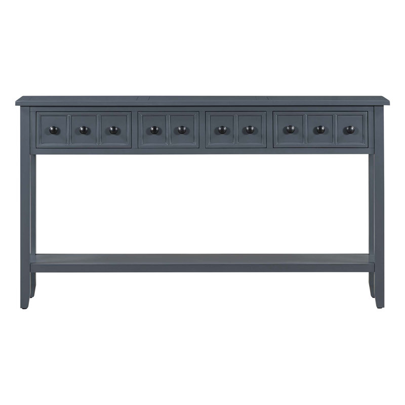 Tarsita Rustic Entryway Console Table Long Sofa Table with Drawers and Bottom Shelf Entryway Table, Navy Duplicate 2