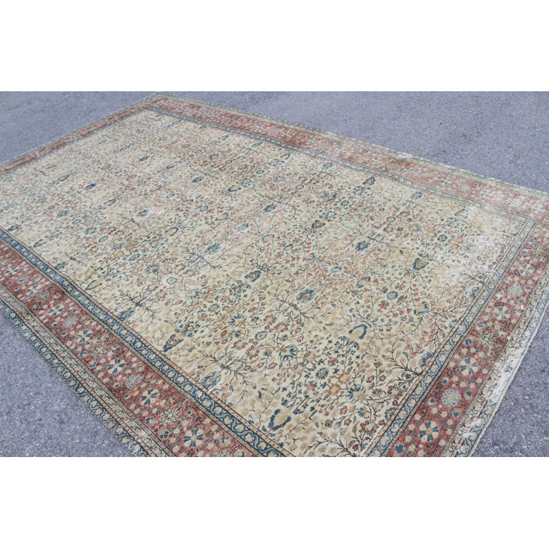 Tapis Oushak beige surdimensionné rétro convenant à un usage extérieur et à la décoration intérieure
