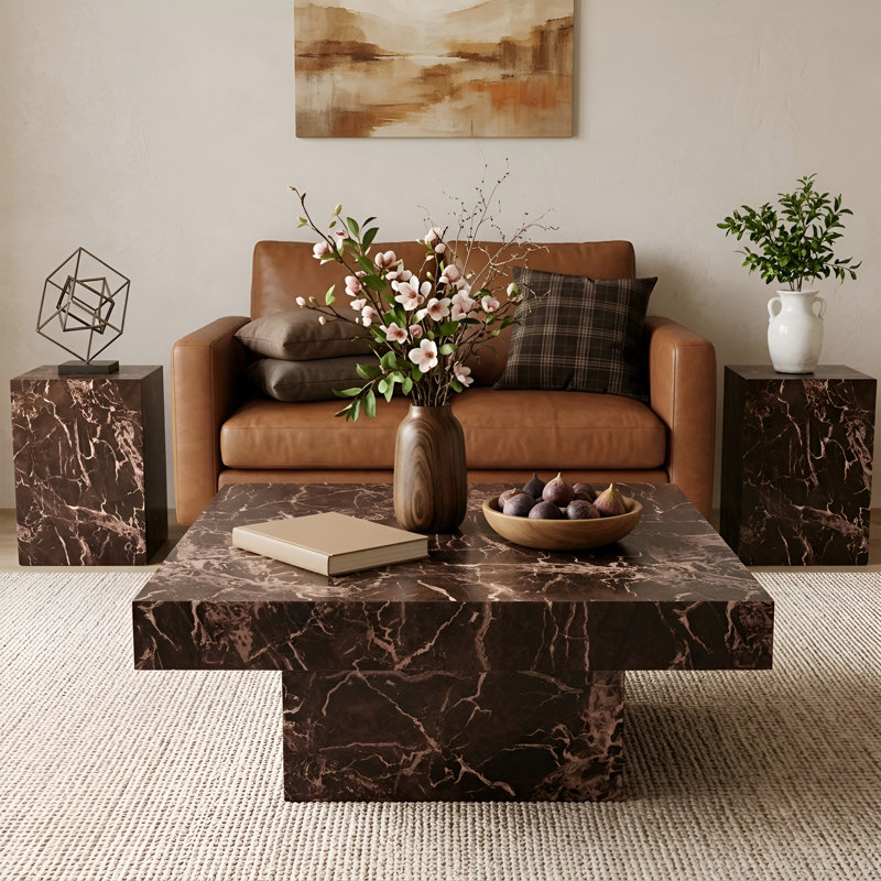 3-Piece Coffee Table Set Coffee Table And Two End Tables, Red
