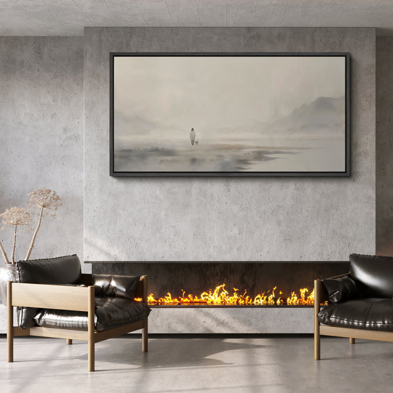 Reproduction d'art sur toile encadrée, "Jésus-Christ et l'agneau perdu, gris verdâtre", Noir, noir, noir, noir