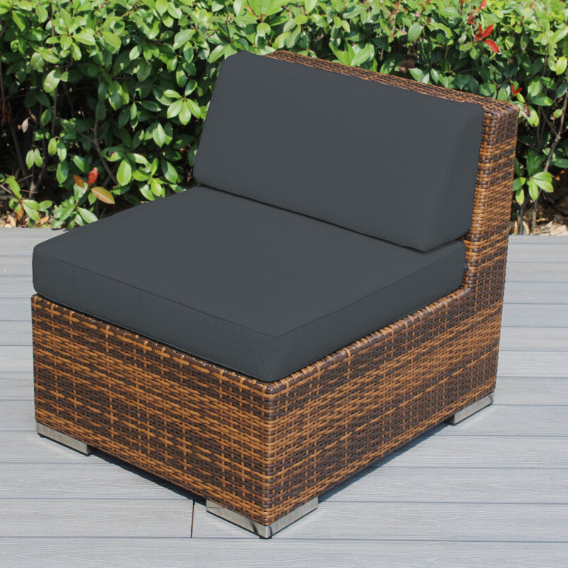 Chaise de patio avec coussins Billyjo, gris, Noir