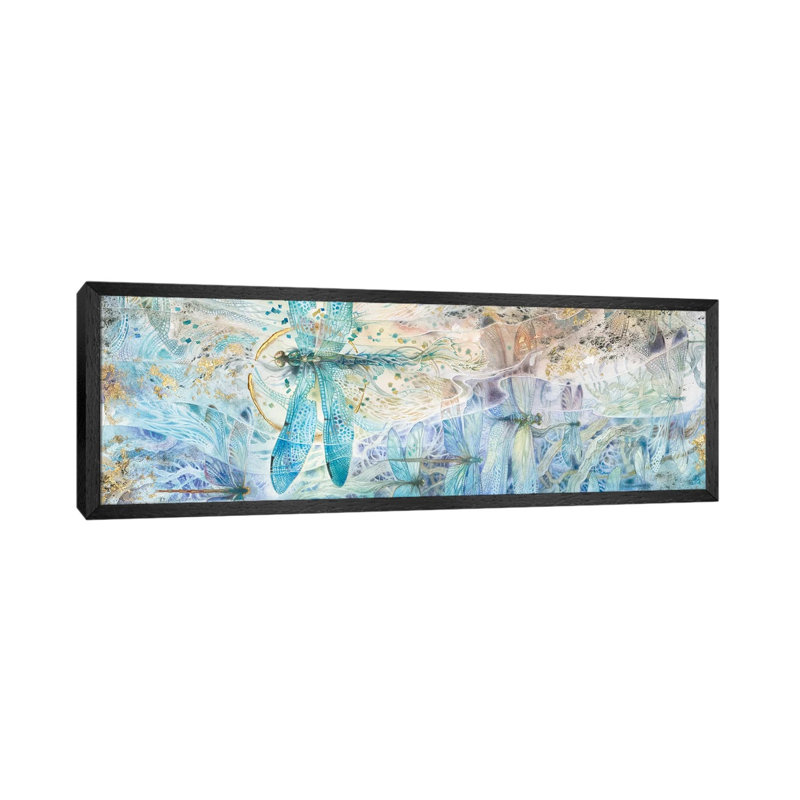 Against The Flow by Stephanie Law - Panoramic Painting on Canvas, 30.48 cm H x 91.44 cm W, Black Framed
