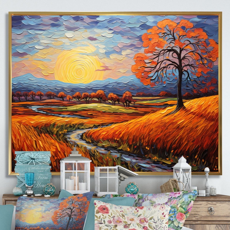 Vangogh Autumn Path II, H 16 po x l 32 po x P 1 po, Cadre flottant doré