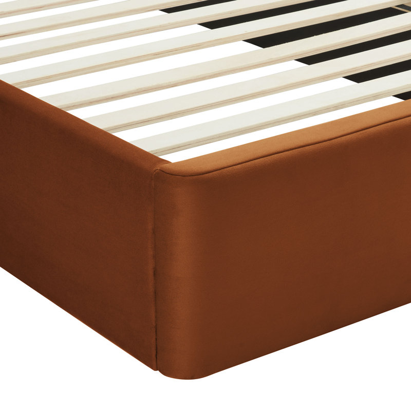 Lit plateforme en velours Solana Performance, rouille, Très grand