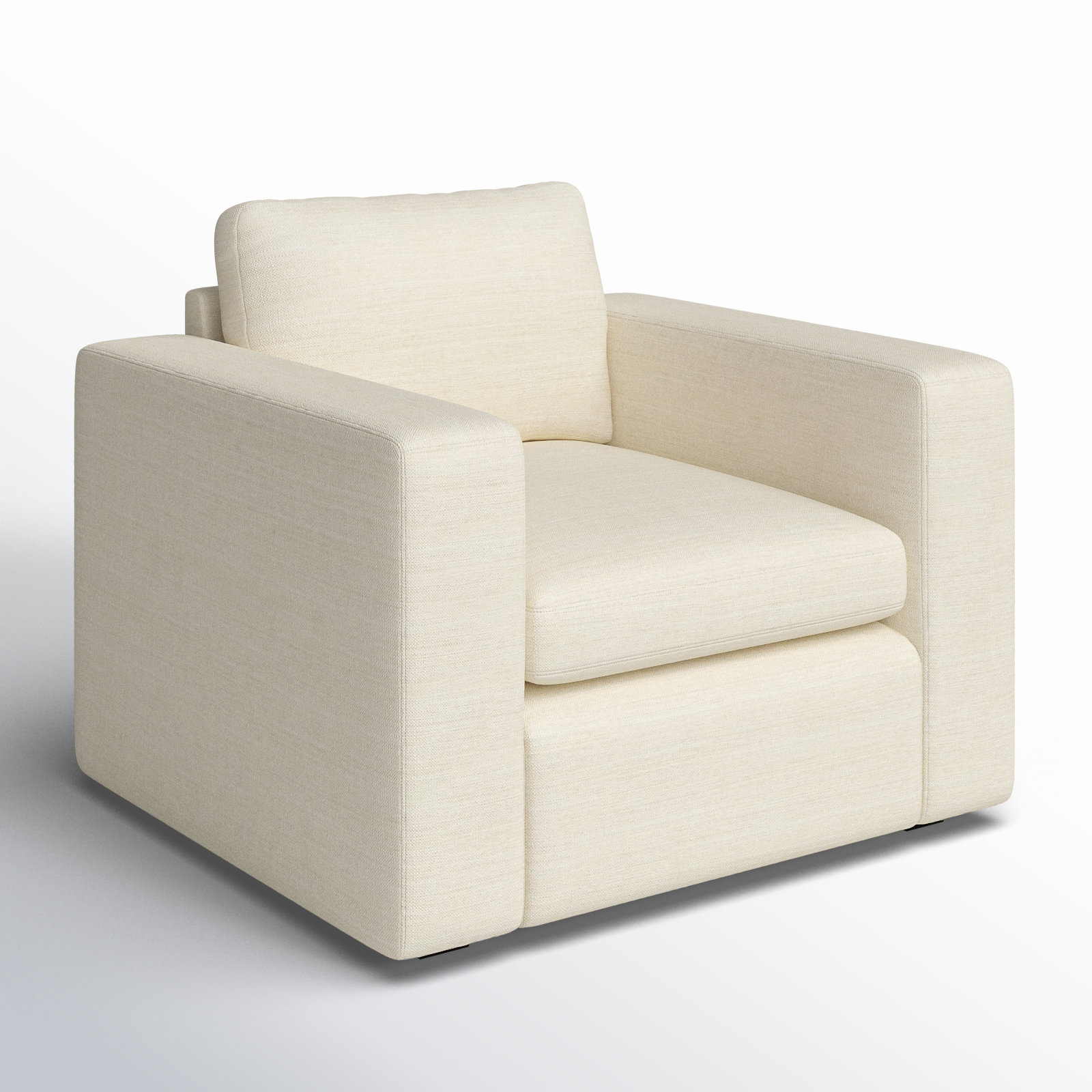 Benedict Oak Armchair, Cream Performance Basketweave