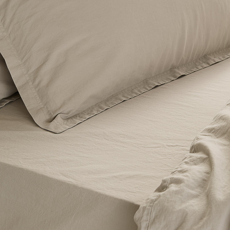 Hebden Washed Cotton Fitted Sheet, Super King (6'), White
