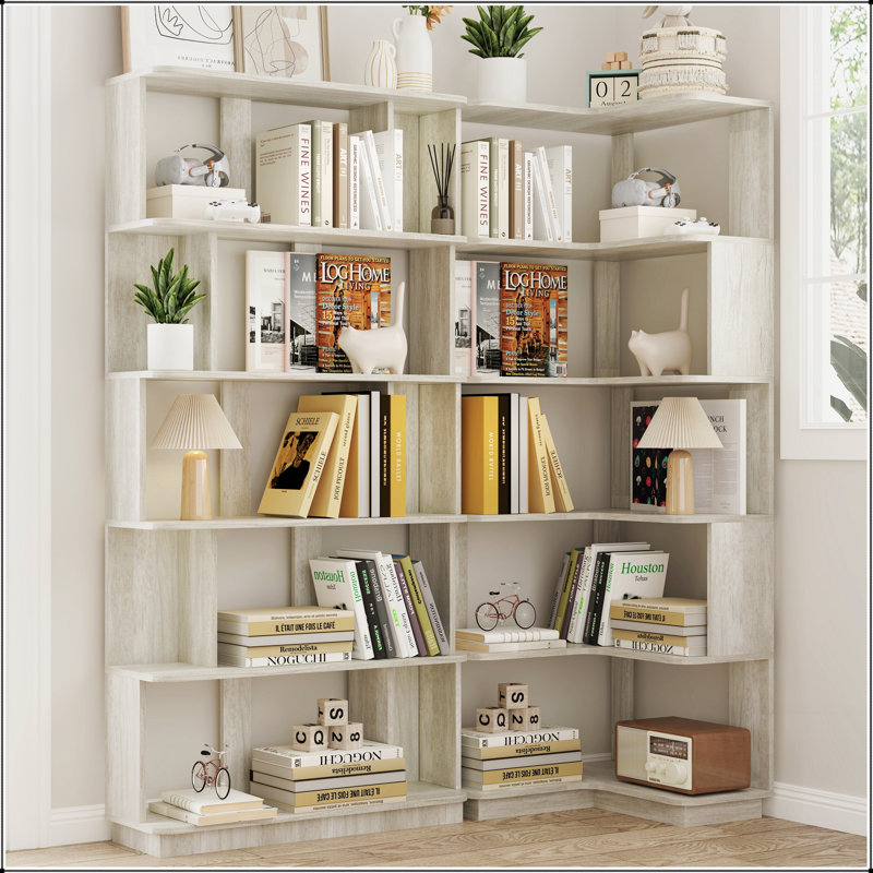 Ensemble de 2 bibliothèques combinées gratuites, en forme de L et I, peu encombrantes, parfaites pour l'organisation de la maison et du bureau