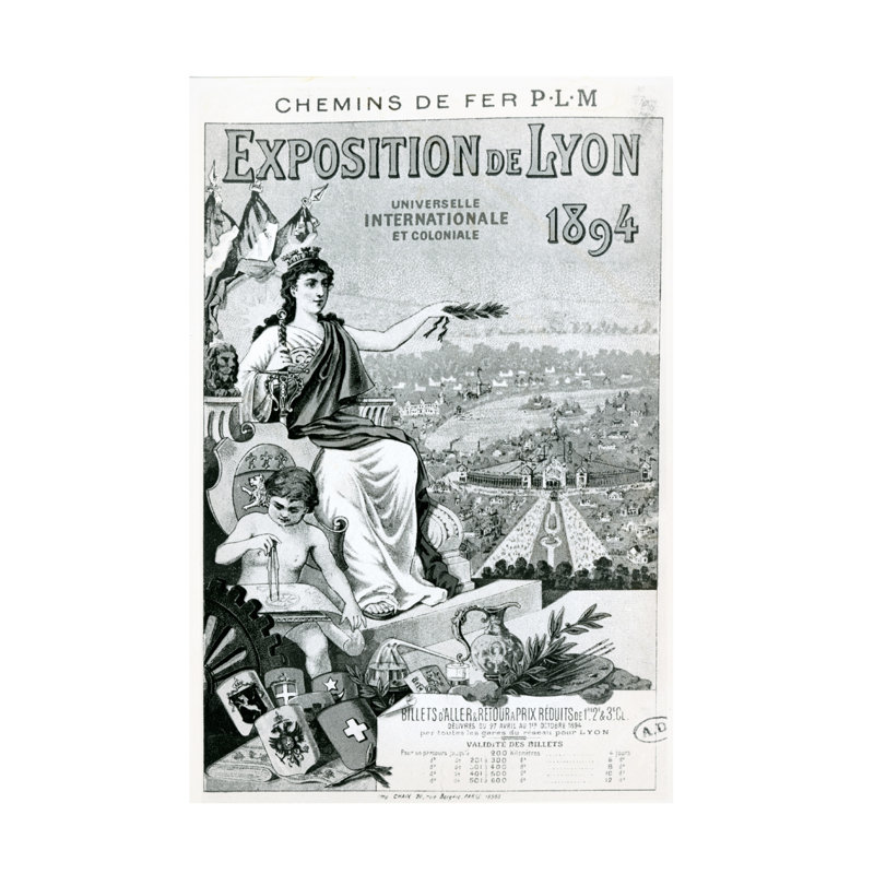 Art français, affiche de l'école française pour l'exposition de Lyon, 1894, H 19 po x l 12 po