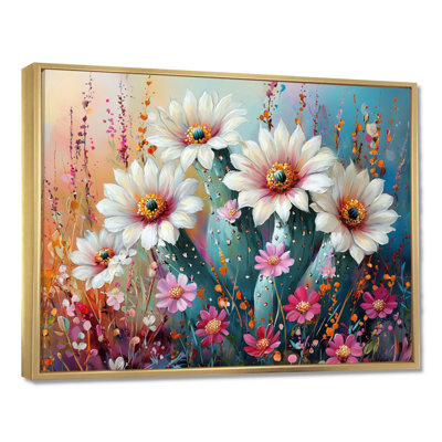 Cactus blanc et rose - Cactus, art mural