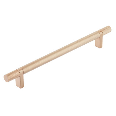 Emtek Select Cabinet Pull 6" C-C,  Rectangular Bar Stem, Knurled Bar