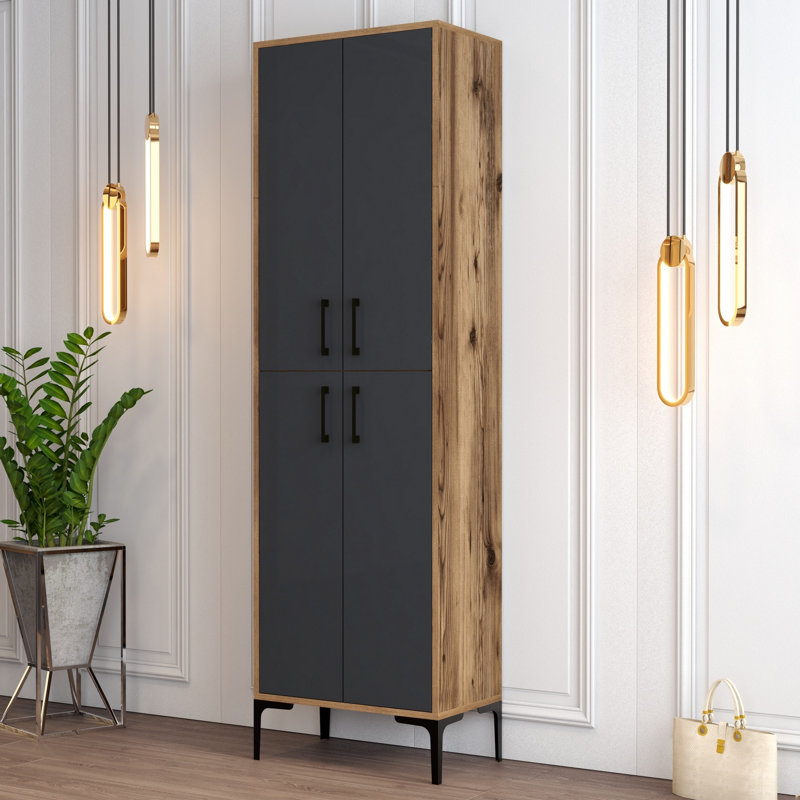 15 Pair Shoe Storage Cabinet, Walnut/Anthracite
