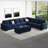 Shavera 7 - Piece Velvet Upholstered Sectional Sofa Large L shaped Livingroom Couch with Storage Ottoman-194781881