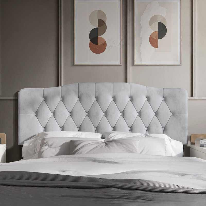 Dvante Upholstered Headboard, Silver Gray, King