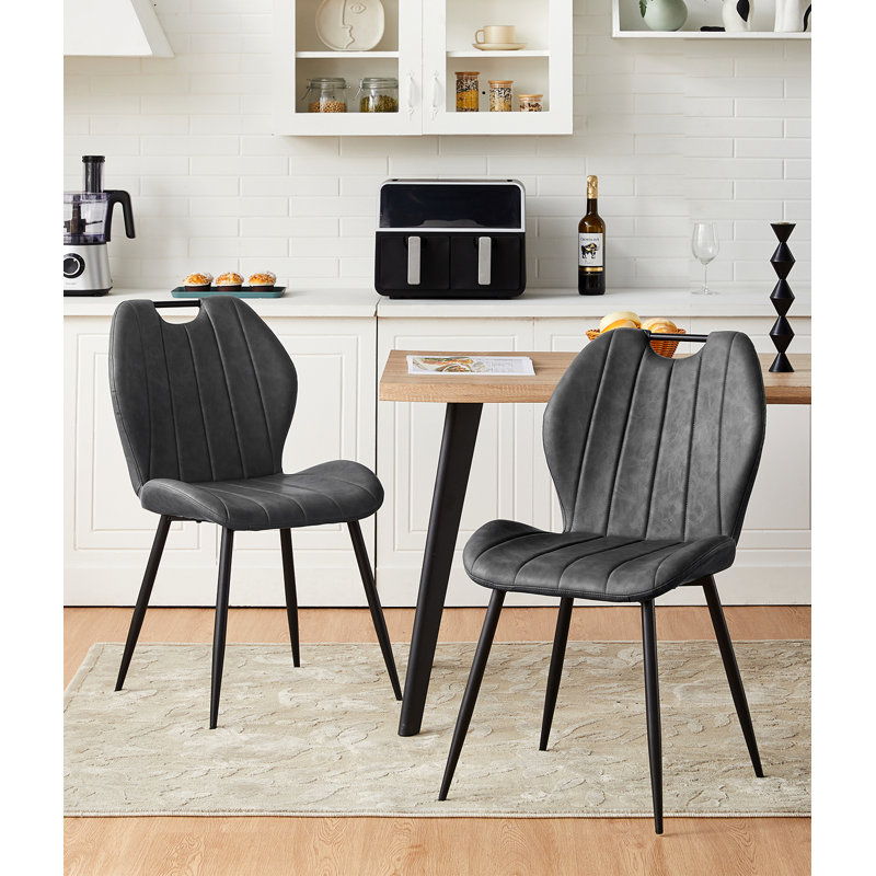 47.5cm H Upholstered Metal Side Chair, Grey