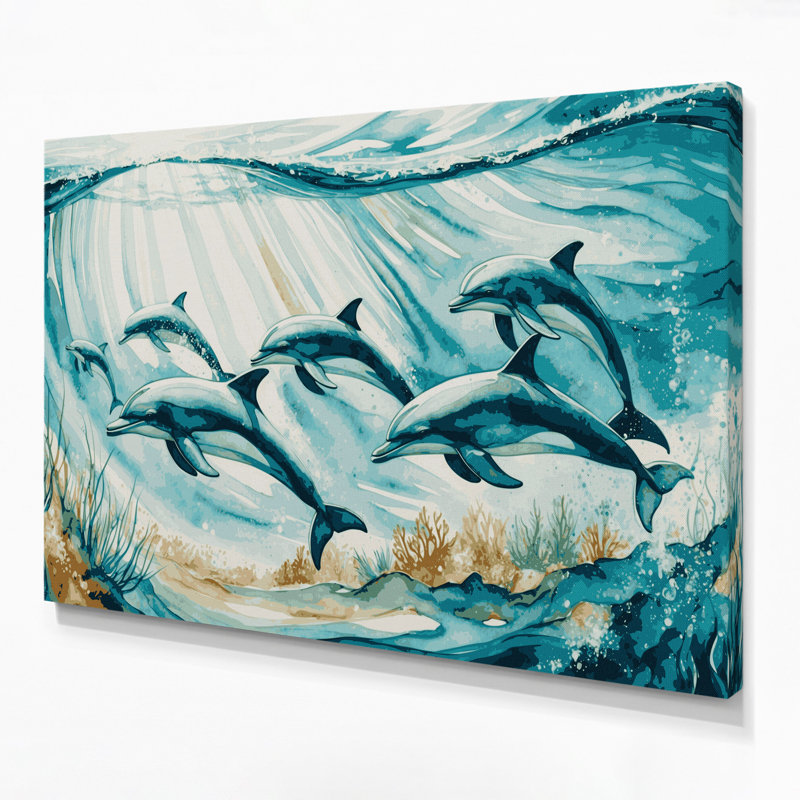 Art mural sur toile Coastal Dolphin Pod, H 24 po x l 36 po