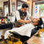 Vintage Reclining Barber Chair With Gold Frame, Tufted Pu Leather, And Hydraulic Pump (supports Up To 550 Lbs.)-126971683