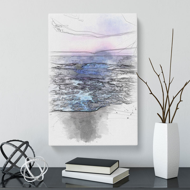 Pretty Beach Sunset - Wrapped Canvas Drawing - Wrapped Canvas, 76cm H x 50cm W x 3cm D