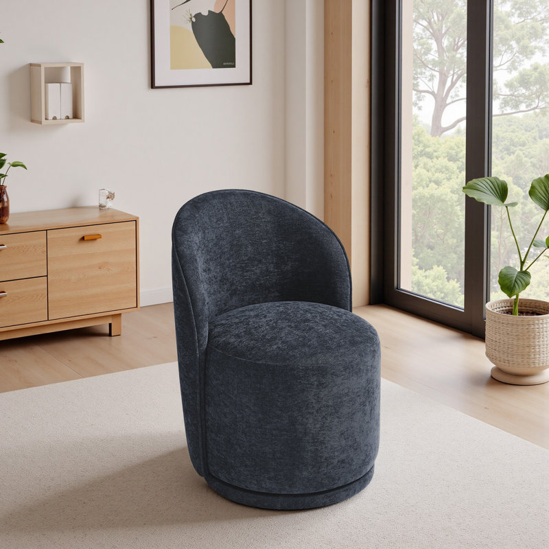 Chaise pivotante intégrée en tissu, Lin de coton bleu marine