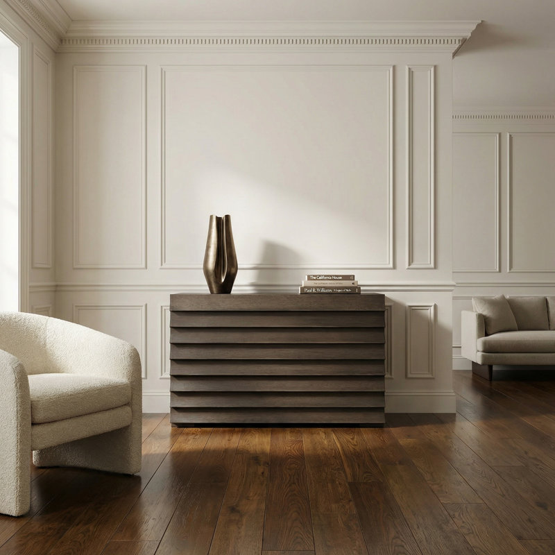 Frederico 40'' W Solid Wood Console Table, Greige Walnut