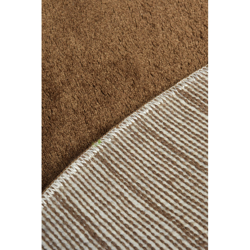 Luxueux tapis de bain en acrylique, 35,4 po de diamètre, couleur vison | 100% acrylique, hauteur des poils de 18 à 30 mm, antibactérien, antidérapant | Lavable à la machine à 86 ° F, doux et élégant pour le décor de la salle de bain
