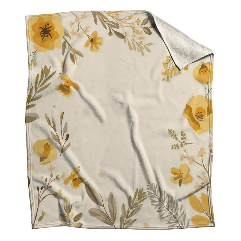 Couvertures jaunes à motif floral, 60in W x 80in H