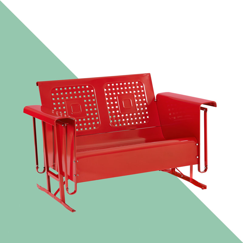 Kutcher 48.75'' Wide Straight Metal Loveseat, Red