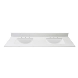 61"Carrara White Vanity Top with Double Sinks