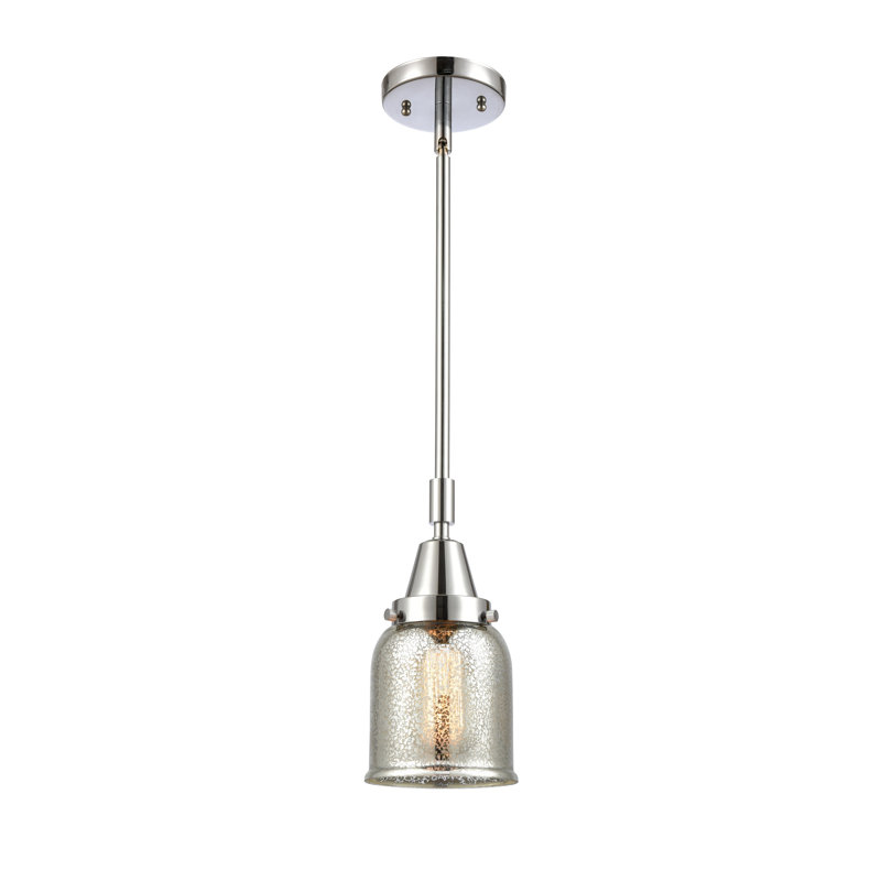 Luminaire suspendu en forme de cloche à 1 lumière Lesher, H 44,12 po x l 5 po x P 5 po, Mercure plaqué argent, Chrome poli