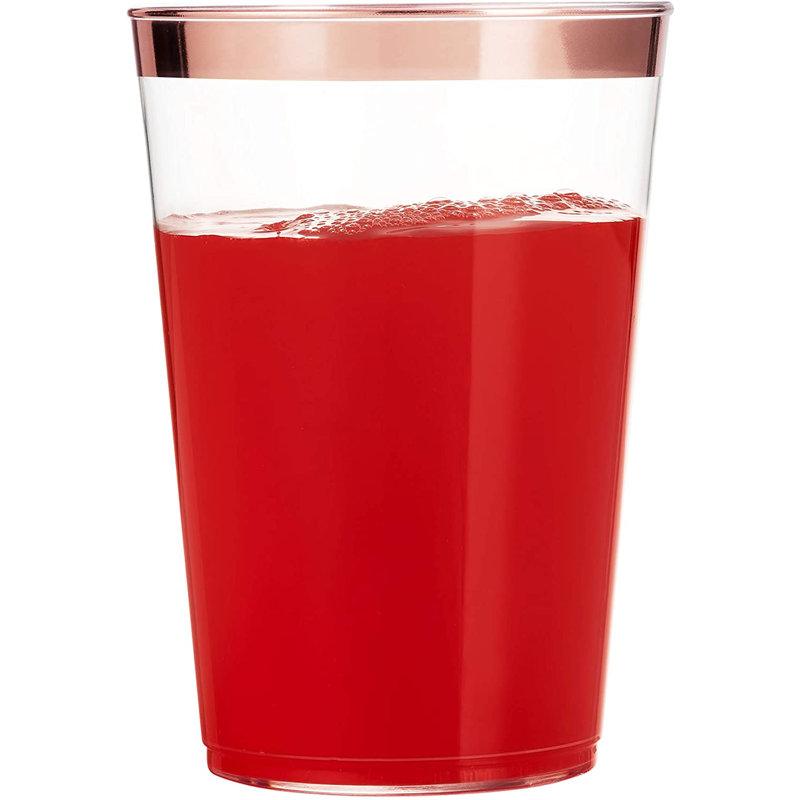 Paquet de 100 gobelets jetables 16 oz, Transparent / Or rose, 10 oz