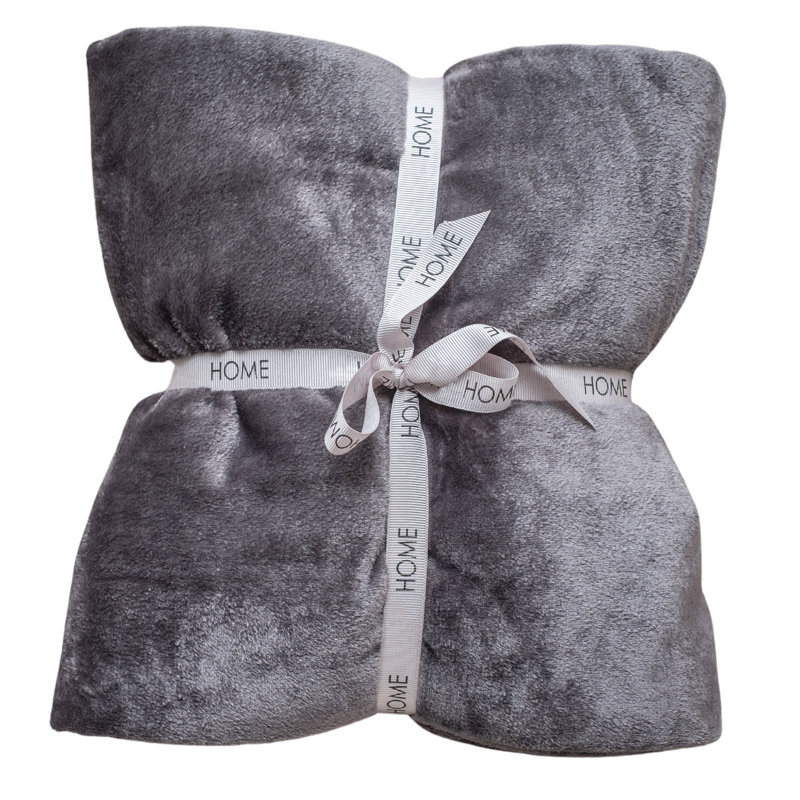 Anthracite Gray Knitted Fleece Throw Blanket, 60" x 80"