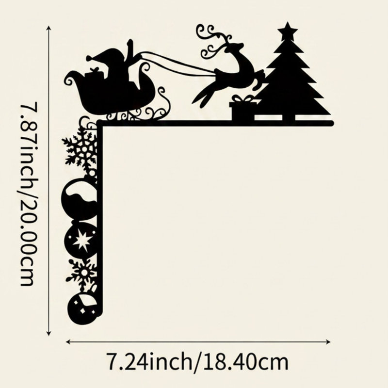 Adhésif décoratif de coin de Noël traîneau et renne amovible